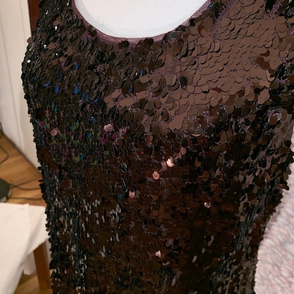 Vince coffee/chocolate brown sleeveless sequined party dress. - Picture 4 of 15